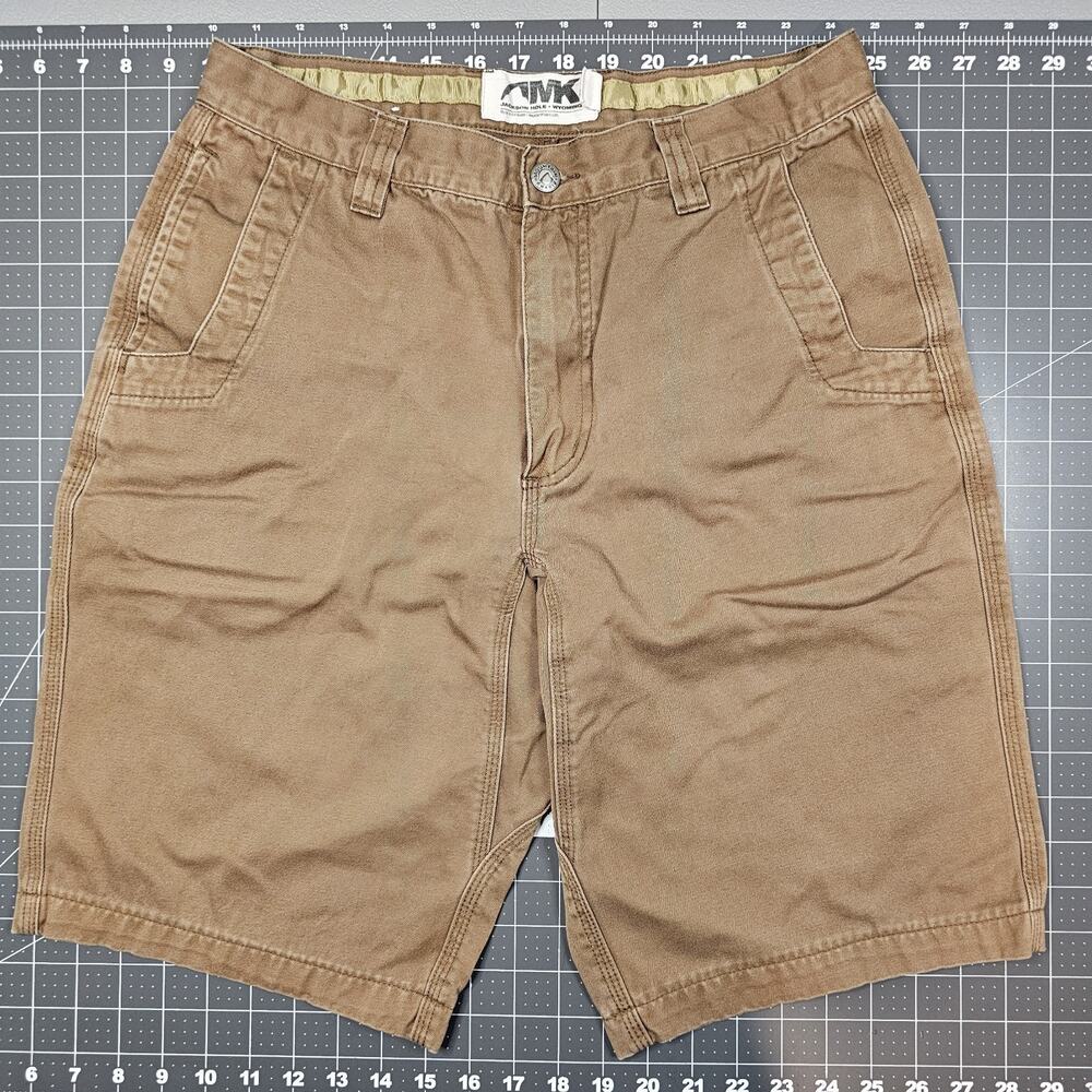Mountain Khakis Shorts 32x11 Brown Dark Khaki Chino Outdoors Cutoffs Preppy Read